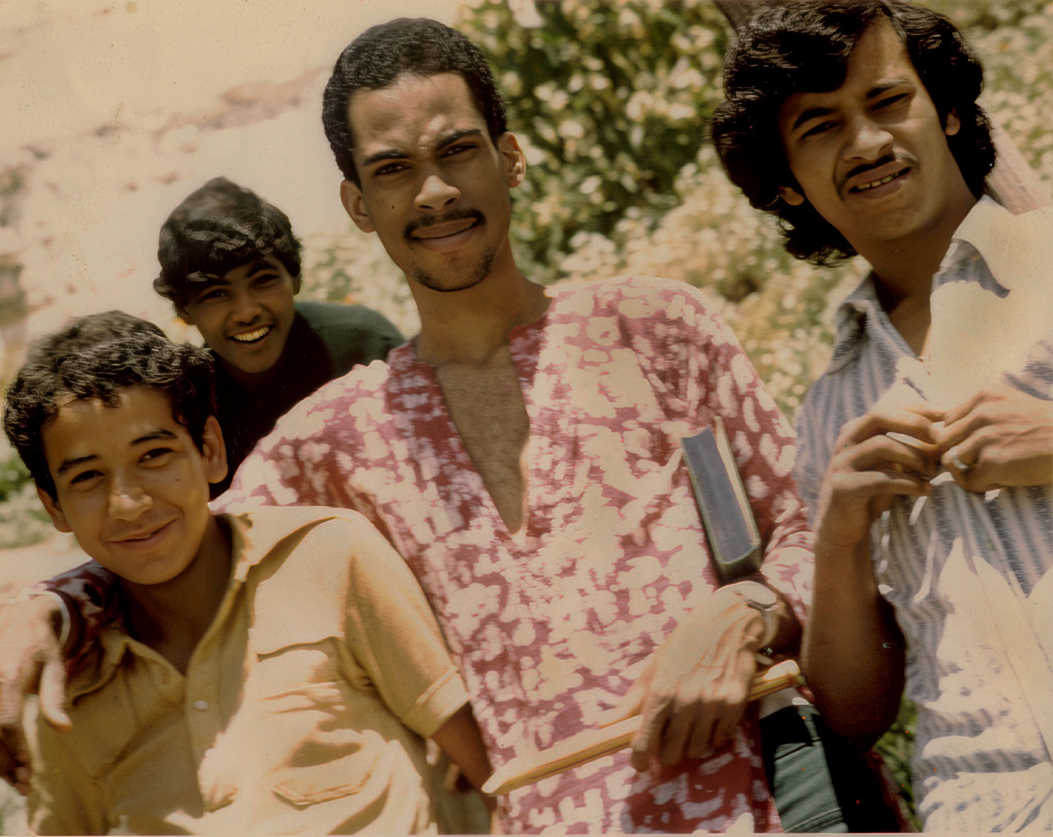 Kevin Harris, center, with companions in Fez, Morocco, 1973